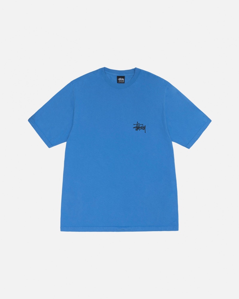 Tricouri Stussy Basic Pigment Dyed Albastri | 94382-AJUR