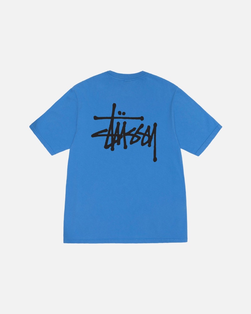 Tricouri Stussy Basic Pigment Dyed Albastri | 94382-AJUR