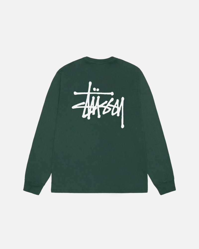 Tricouri Stussy Basic Pigment Dyed Verzi | 95834-PMRQ