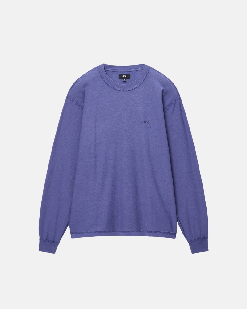 Tricouri Stussy Lazy Ls Albastri Inchis | 09345-KSOZ