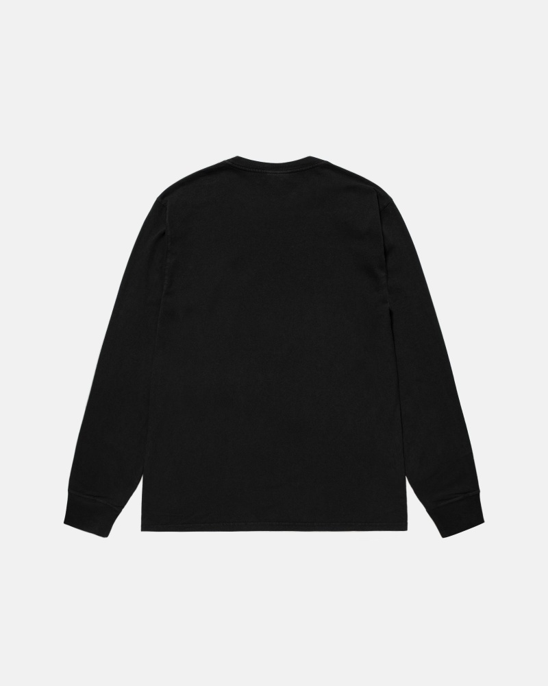 Tricouri Stussy Small Stock Ls Pigment Dyed Negrii | 75341-OZPL