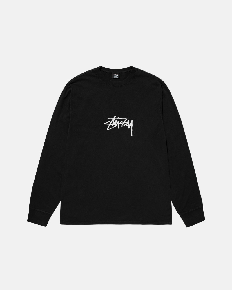 Tricouri Stussy Small Stock Ls Pigment Dyed Negrii | 75341-OZPL