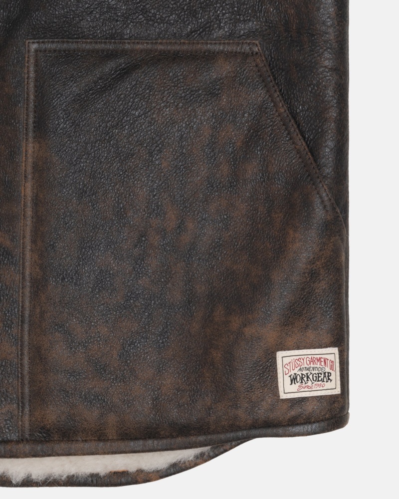 Vesta Stussy Reversible Shearling Workgear Maro | 38509-HTXE